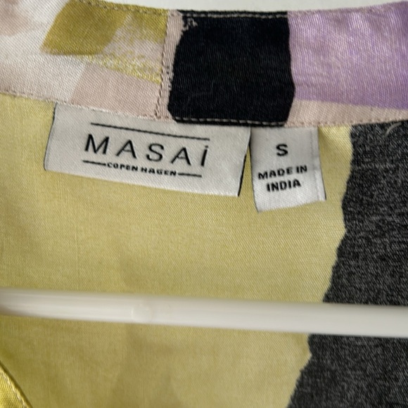 Masai Copenhagen Nordstrom Irekana Abstract Print Drawstring Waist Blouse s - Picture 5 of 9